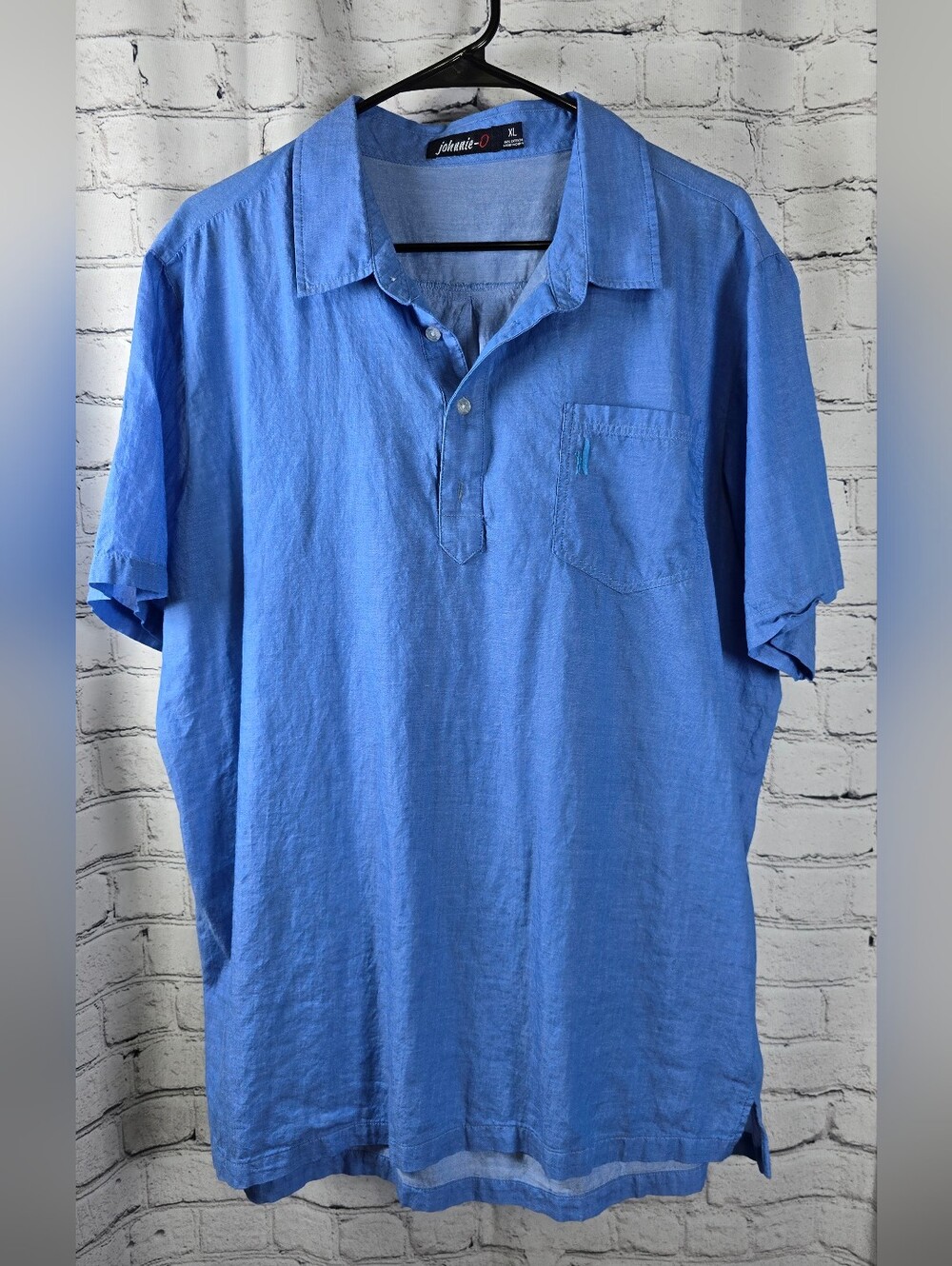 johnnie-O Blue Short-Sleeve Cotton Pullover Shirt Size XL